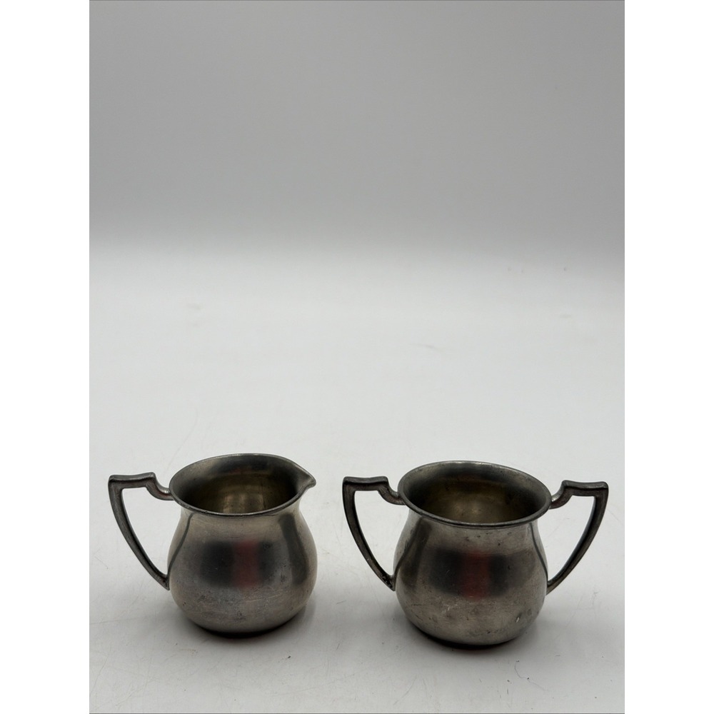 Antique/Vintage Old English Genuine Pewter Creamer and Sugar Bowl